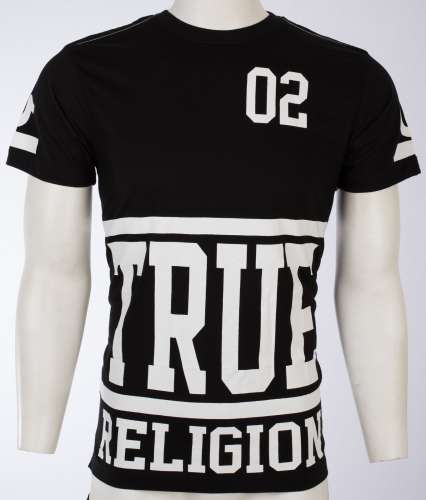 TRUE RELIGION Mens T-Shirt STARTER Black with White Print $95 Jeans NWT